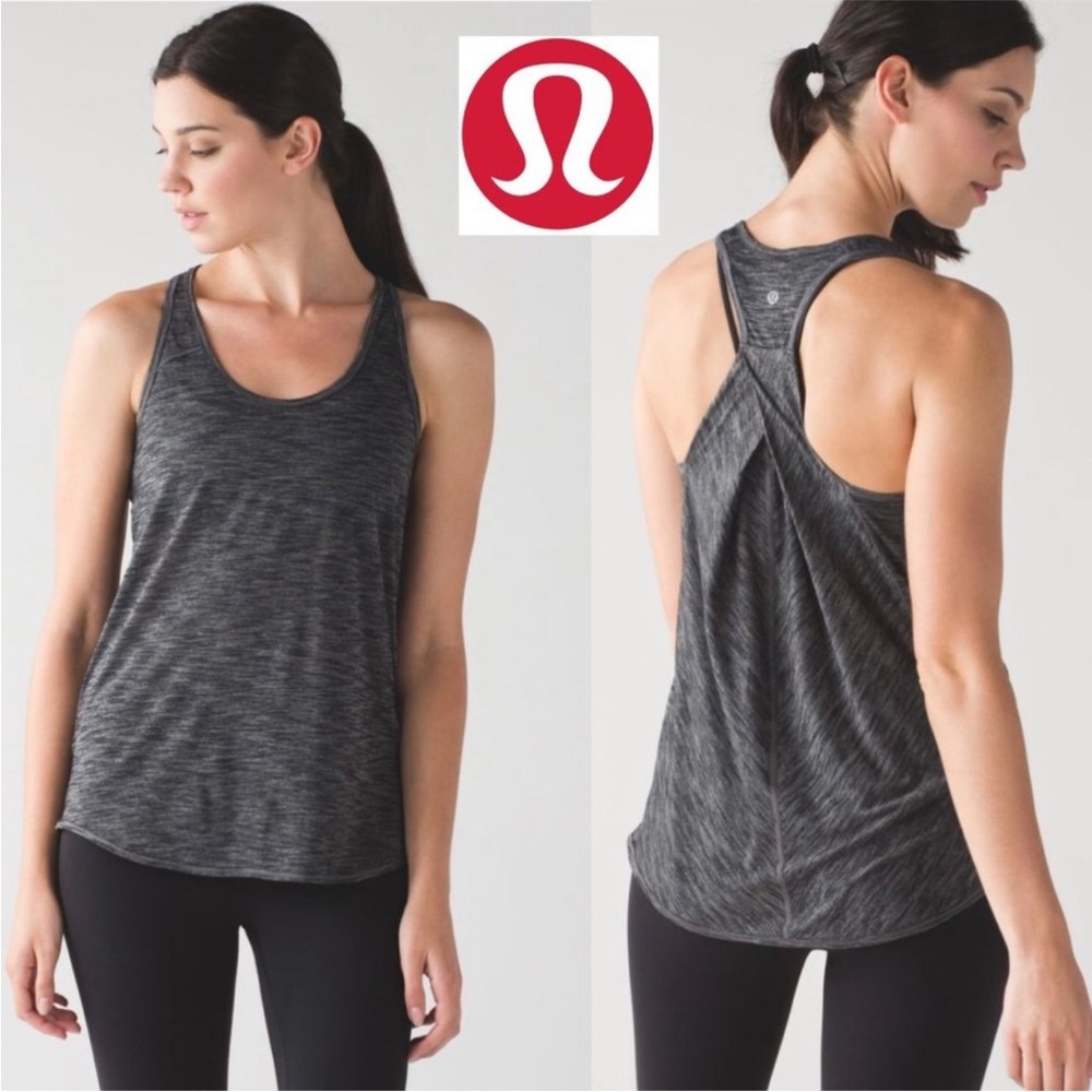 Lululemon Essential Tank Heathered Black Gray Top Shirt